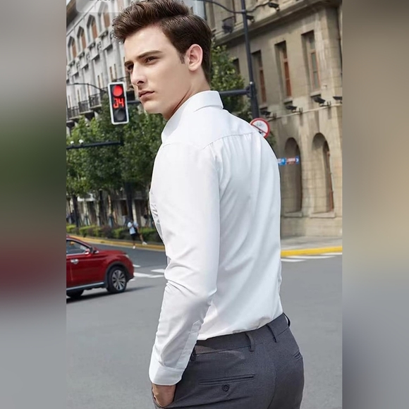 Beninos Mens Classic Button Down Dress Shirt Regular Fit - Picture 4 of 4